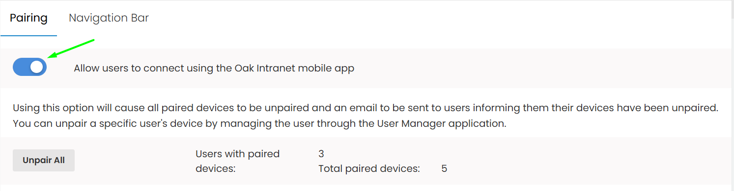 Allow users to connect using the Oak intranet mobile app toggle.png